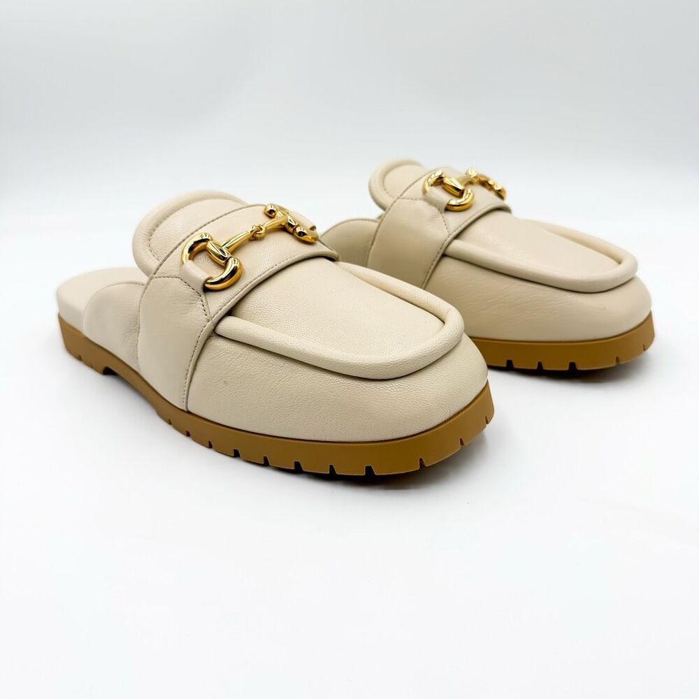 Gucci Airel Horsebit Leather Mules Ivory Loafer Slides EU 40 US 10 - Picture 2 of 11